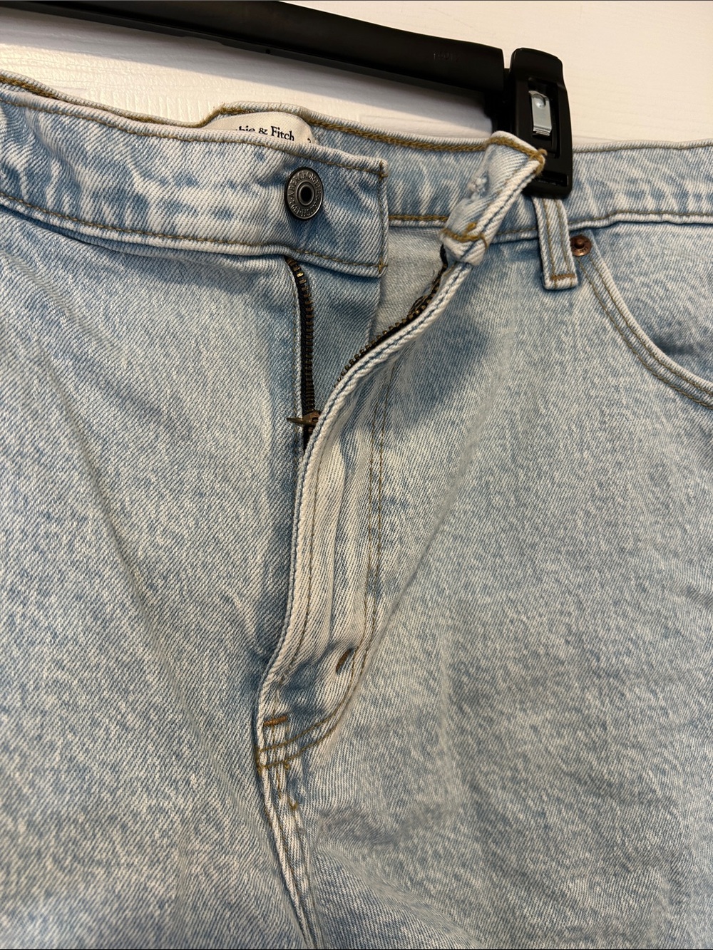 Abercrombie & Fitch Light Blue Denim Roll-Hem Shorts - Picture 2 of 3